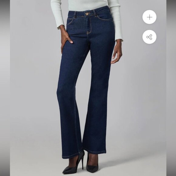 NEW Lola Denim-Alice Flare High-Rise Dark Blue Stretch Premium Denim Jeans 32 - Picture 6 of 14